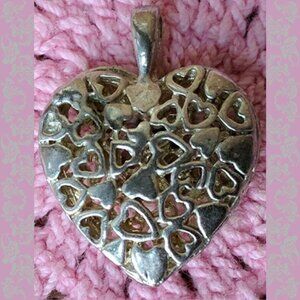 Vintage Puffy Heart Pendant Multi Hearts Retro